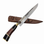 Gravação em Faca Artesanal com Lâmina Carbono Cabo Madeira Osso Chifre