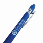 Gravação a Laser em Caneta em Metal Emborrachada Azul