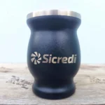 Gração a Laser em Cuia Térmica Inox Colorida Preta