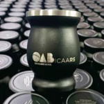 Gração a Laser em Cuia Térmica Inox Colorida Preta